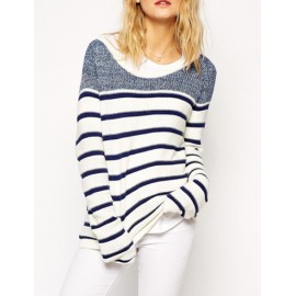 Loose Stripe Long Sleeve Sweater in Raglan Sleeve
