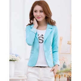 Lace Detail Turn-Up Cuff Single Button Candy Color Blazer M-XL