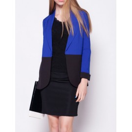 Trendy Color Block Midi Length Blazer in Slim Fit