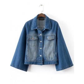 Stylish Casual Denim Jacket with Bell Sleeve Size:S-L