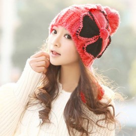 Stylish New Women Knit Winter Warm Cap Hat Ski Slouch Flower Pattern 