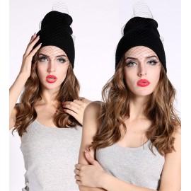 New Fashion Retro Black Supermodel Veil Street Snap Net Yarn Knitted Cap Wool Hat 