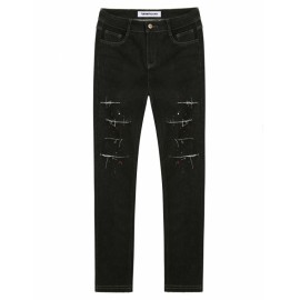 2016 Trends High Quality Ripped Black Denim Pants 