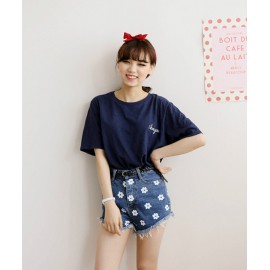 New Fashion Women's Casual High Waist Mini Print Jeans Slim Denim Shorts 