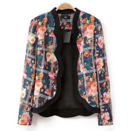 Attractive Flower Print Scalloped Trim Blazer in Slim Fit