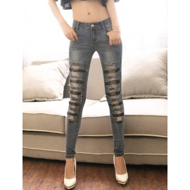 Stylish Distressed Design Skinny Jeans