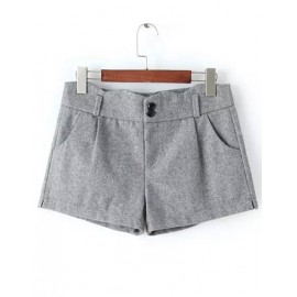Chic High Waist Double Button Shorts with Slanted Pockets