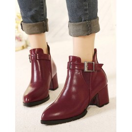 Fashion Pointed Toe Buckle-Belt Boots Size:35-39