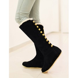 Sweet Round Toe Snow Boots in Stripe Trim Size:34-39